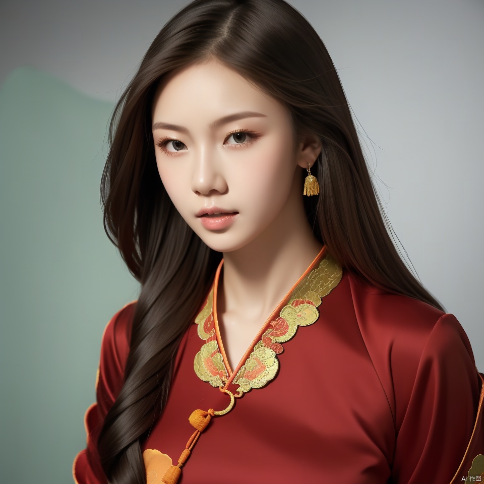 chinese woman,long,hair,verycute,business model,dress in a very fashion like a queen