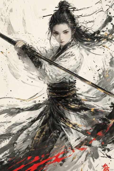 The luminous and transparent colorful waterfall, Baihu's painting is extremely delicate, soft and smooth. There is also a ripple design created by gold foil in the background. The art of flowing gold., smwuxia Chinese text blood weapon:sw