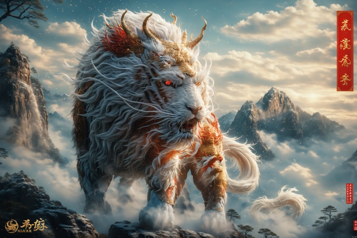 There is a beast in the mountains. It looks like a horse but has a white head. Its stripes are like a tiger's but its tail is red. Its roaring sound is like a human singing. Its name is Lushu. People who wear its fur can have more children. Sun. The strange water originates from this mountain and then flows eastward into Xianyi Water.