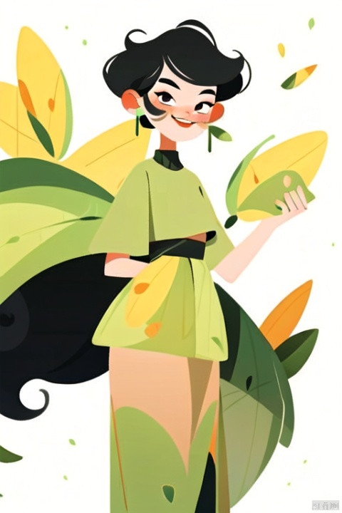 (tooth fairy:1.2), brushing teeth, (honeysuckle:1.1), (poria cocos:1.1), (forsythia:1.1), flat illustration style, nice hands, perfect hands, 8k, Best quality, illustration
