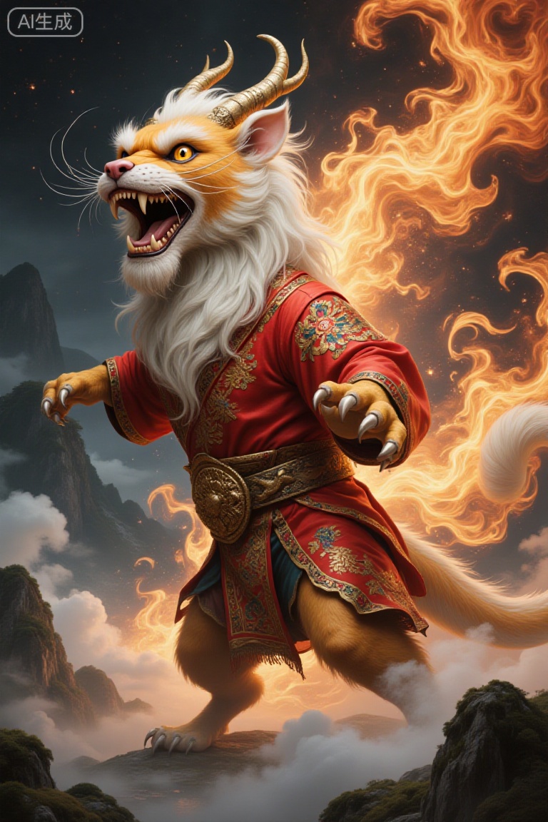 The core characteristics of strange beasts in folklore that symbolize "end-of-year disasters" are the cultural metaphor of "contrast between fierceness and cuteness" and "exorcism of evil spirits". Legend has it that it looks like a lion or a dog, with a single horn on its head and a long white tail. It only appears on New Year's Eve and cannibalizes people. However, it is afraid of red, fire and loud noises. It was eventually tamed by humans with Spring Festival couplets and firecrackers. It evolved from an "evil beast" into an auspicious symbol that carries the hope of reunion.