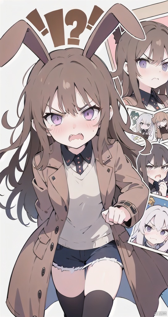  more girl, sakurajima mail,Emoji packs, various actions and expressions, stickers,more (angry:1.5),(blush:1.4),light_purple_eyes,Brown coat,