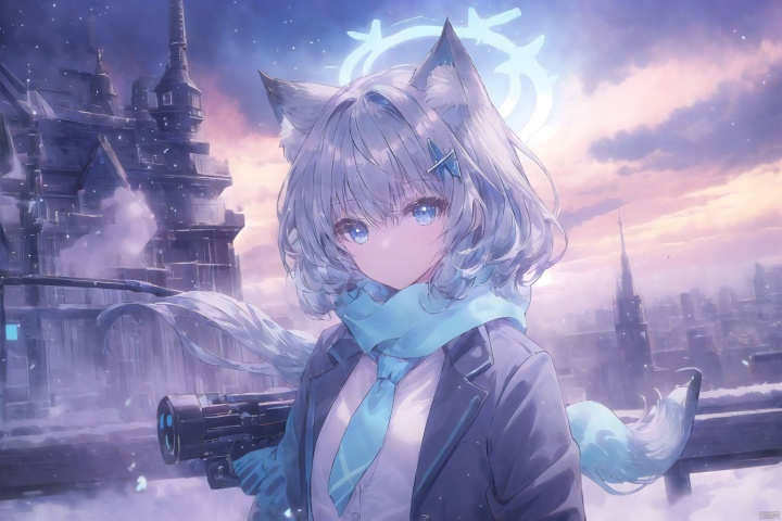 tianliang duohe fangdongye,chen bin,omone,,（(masterpiece, best quality)),beautifuldetailedlighting,1girl, solo, long hair, looking at viewer, (masterpiece:1.2), best quality,PIXIV,Shiroko,1girl, shiroko (blue archive), weapon, rifle, animal ears, gun, solo, assault rifle, scarf, gloves, blue eyes, outdoors, halo, sig sauer, jacket, hair ornament, looking at viewer, green gloves, cityscape, animal ear fluff, cloud, skirt, sky, blue scarf, open clothes, grey hair, school uniform, shirt, white shirt, city, mismatched pupils, long sleeves, bangs, necktie, cross hair ornament, blazer, open jacket, single glove, plaid, bag, extra ears, building, cloudy sky, scenery, skyline, closed mouth, holding, medium hair, railing, plaid skirt, blue necktie, striped scarf, pleated skirt, wolf ears , Shiroko white, blue archive, Izumi Sagiri, blue archive background,Shirokowhite,Shiroko black,(Bukkake, Cum, Cum Overflow, Cum InPussy,明Cum On Body, Cum Pool, Cumdrip:1.3),laying_down the bed, pixiv