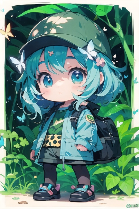 The color is cute and lively, with a jungle background and butterflies around it, ,backlight, anime cloud