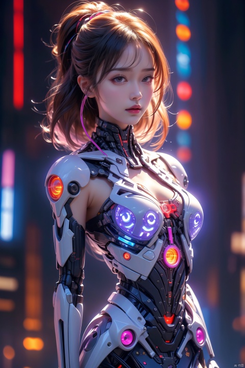  The TVGirl,mecha technology suit,standing,big chest,37-point lens,weird style,cyberpunk style, (\yan yu\)