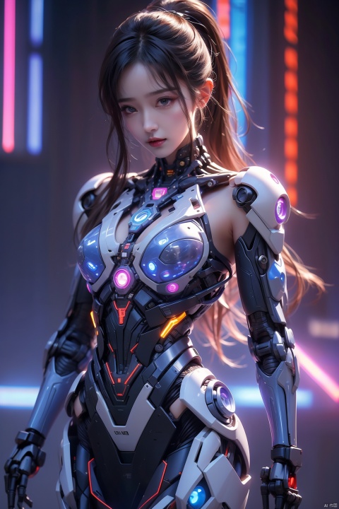  The TVGirl,mecha technology suit,standing,big chest,37-point lens,weird style,cyberpunk style, (\yan yu\)