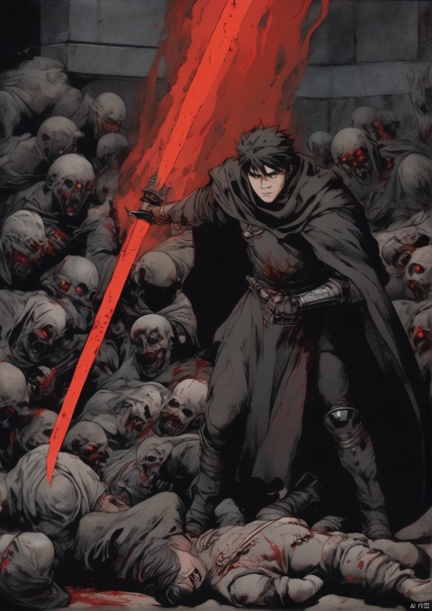 The black swordsman kills demons, is surrounded by demons, donates blood all over the ground, and kills like crazy