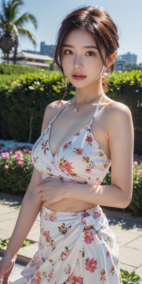  (Floral_wrap_top:1.4),(Midi_skirt:1.4),(Beaded_bracelets:1.3),(Garden_party_background:1.5)1girl,solo,pink hair,outdoors,streets,street,city,(Beach_background:1.3),(masterpiece, best quality, realistic,),(photorealistic:1.4),moyou,chinese woman,lip,brown eyes,(brighteninglight:1.2),(Increasequality:1.4),finelydetailedeyes,She has exquisite facial features and delicate skin,Rich and realistic skin texture,fine hands,1girl,looking at viewer,flowers,black hair,brown eyes,standing,photorealistic,(half-body),best masterpiece,Ultra high resolution,ultra detailed details,(((swimming pool))),(((bow_bikini))),,