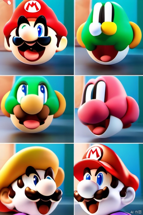 Super Mario a happy smile ,IP by pop mart ,Pop mart toys,
anime,mockup,3D render ,focusoc blender , best quality 8k