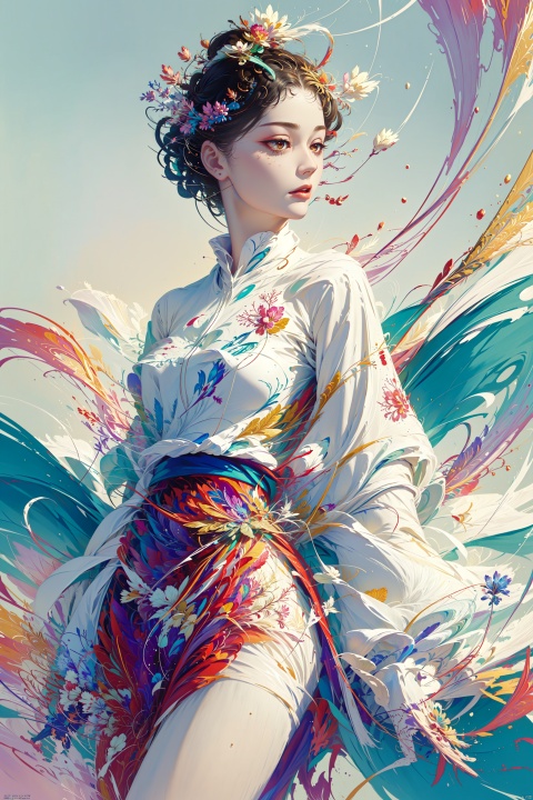 anime,(masterpiece, top quality, best quality, official art, beautiful and aesthetic:1.2),(1girl),upper body,extreme detailed,(fractal art:1.3),colorful,flowers,highest detailed,1 girl,glowing,skirt,shirt, Thighs, ((poakl)), TT