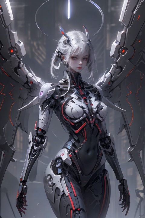  cyborg,mecha,female robot,（Best quality,masterpiece.）1girl,movie lighting, wide angle and super details,  1girl,mechanical_wings,mechanical_angel,science fiction|fantancy,