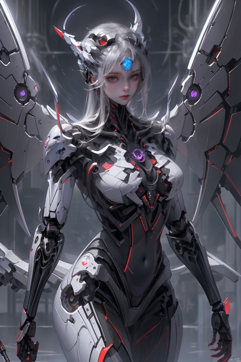  cyborg,mecha,female robot,（Best quality,masterpiece.）1girl,movie lighting, wide angle and super details,  1girl,mechanical_wings,mechanical_angel,science fiction|fantancy,robe,weapen,