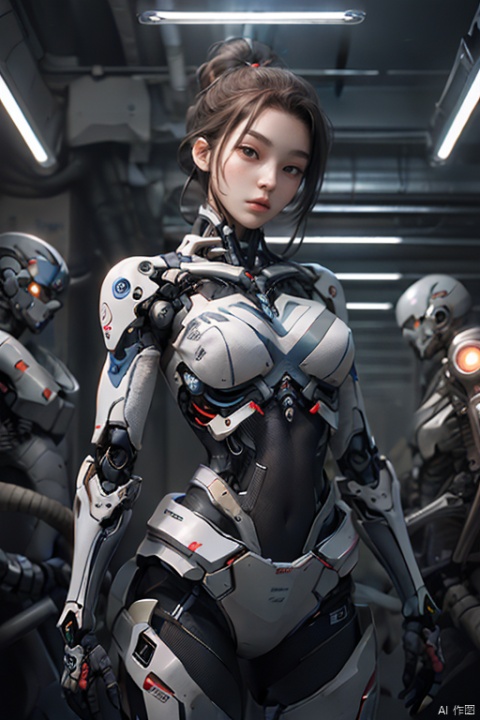  cyborg,mecha,（Best quality,masterpiece.）Super cute girl,movie lighting, wide angle and super details,  1girls,katana,