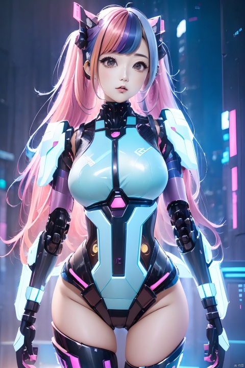  1girl,gradient hair,multicolored hair,Hips,thighs,
gray background,
cool mecha,gradient mecha,multicolored mecha, BJ_Gundam,robot girl,机械耳机
nsfw，Pornography