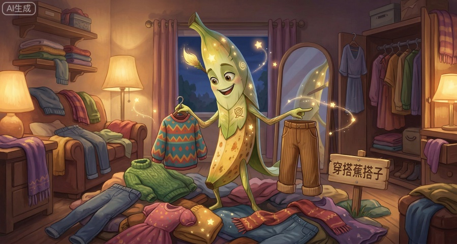 穿搭蕉搭子
站在衣服堆里，帮你挑今天穿什么，还会摆出 “这件好看” 的姿势。