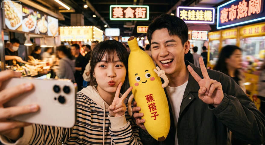 自拍蕉搭子
凑到镜头前，和你一起比耶、嘟嘴，霸占 C 位拍照。