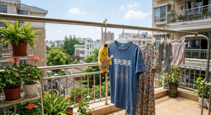 阳台晾衣蕉搭子         挂在晾衣绳上，和你的衣服一起晒太阳吹风，充当你的 “晾衣小挂件”。