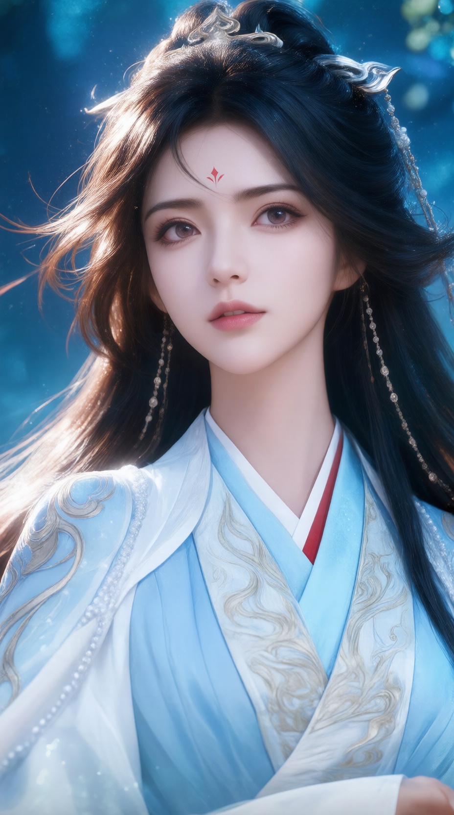 nangongwan,  1girl,  wearing a blue by 芋头与鱼头 on Tensor.Art