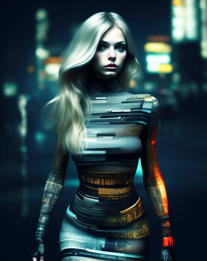 blonde,  woman,  glitch dress on Tensor.Art