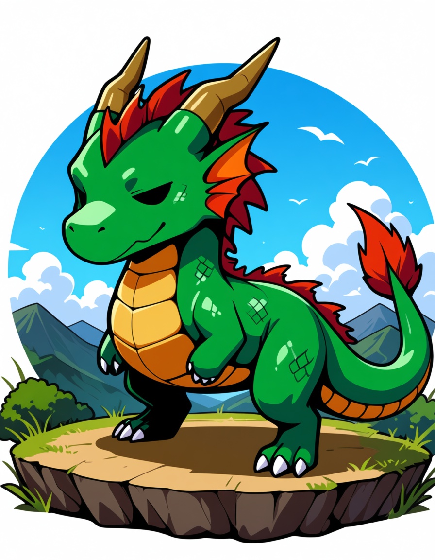chibi style,  simple art style,  dragon on Tensor.Art