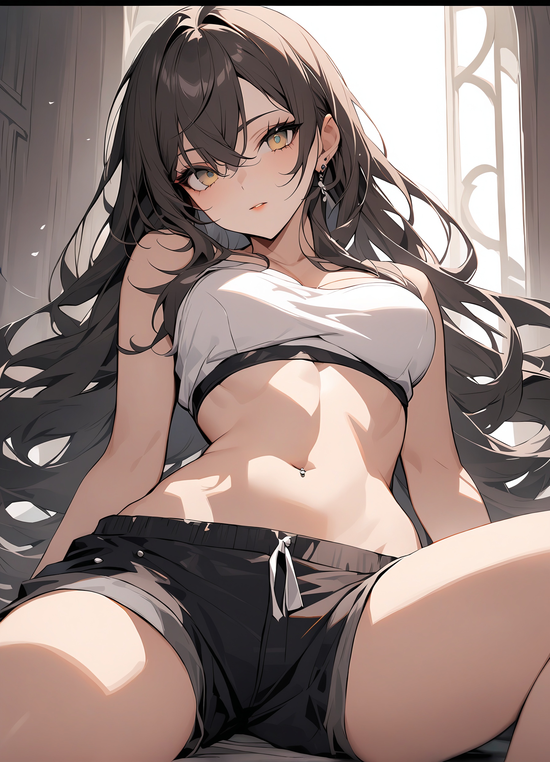 A captivating masterpiece captures the essence of a stunning J-Pop idol,  posing directly at the viewer with an air of con...