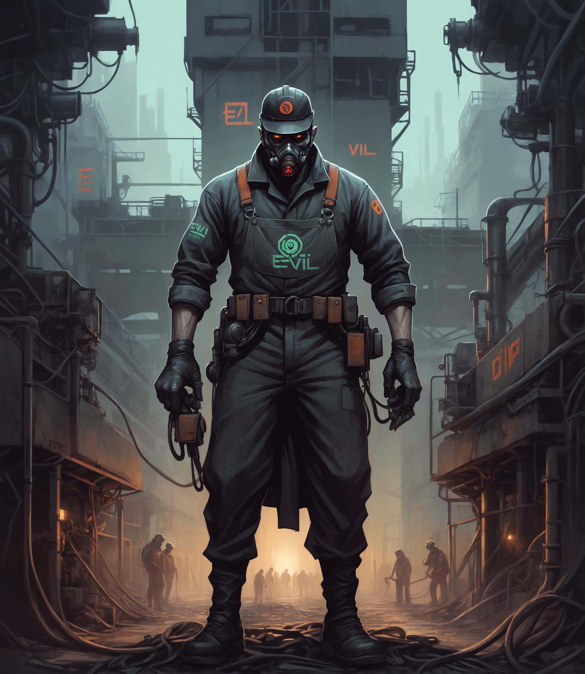 Illustration,  logo for Evil corp.,  dystopian art on Tensor.Art