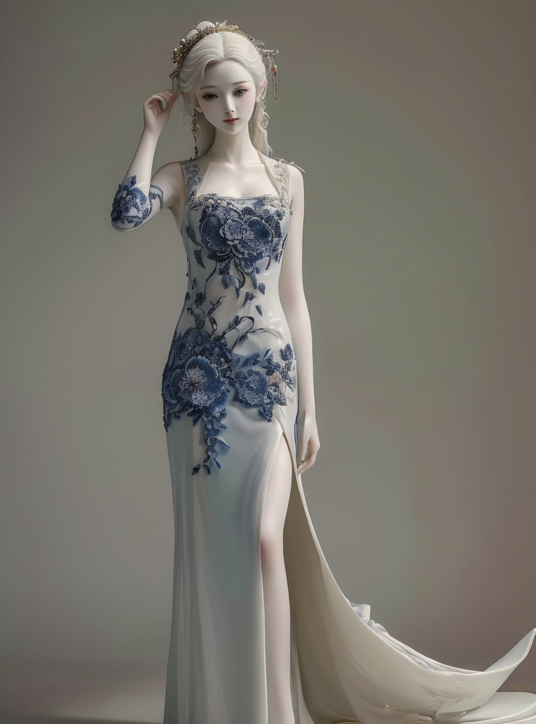 (masterpiece, best quality:1.4),finely detailed,1girl,solo,pale skin,perfect body,standing,(cowboy_shot:1.2),ceramic,