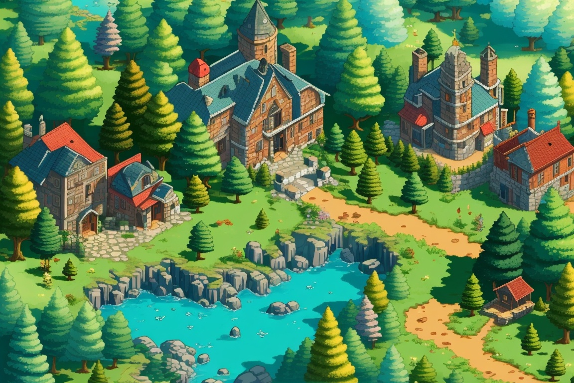((HRD, HUD, 8K)),((masterpiece, best quality)), highly detailed, soft light,GameScenes, tree, scenery, outdoors, water, river, house, no humans, rock, stairs, nature, building, bridge, grass, forest, bush, waterfall, window, day, flower, <lora:20240330-1711769468704:0.9>