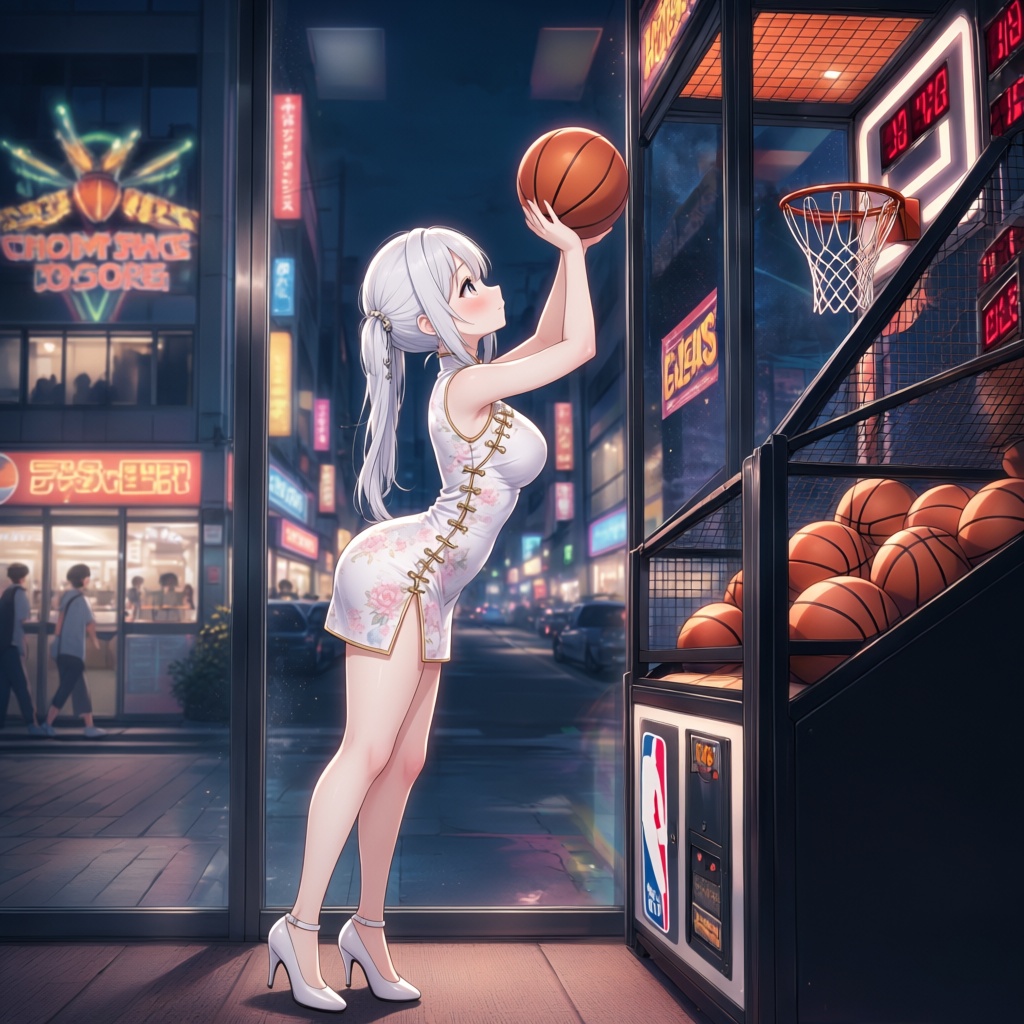 basketball machine,  holding basketball,  glass wall on Tensor.Art