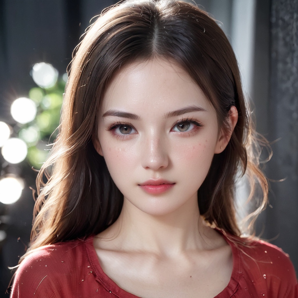 RAW photo,portrait of a beautiful woman wearing a red shirt (high detailed skin:1.2),8k uhd,dslr,soft lighting,high quality,film grain,Fujifilm XT3,upper body,cute face,eye level,focus on eyes,dappled light on face,pale skin,no make-up,detailed face and eyes,natural skin texture,highly detailed skin,textured skin,skin pores,[[[oiled shiny skin]]],skin blemish,imperfect skin,intricate skin details,visible skin detail,detailed skin texture,subsurface scattering,blush,few freckles,few moles,goosebumps,minor skin imperfections,skin pores,[[[wrinkles]]],vitiligo spots,whiteheads,blackhead,white pimples,red pimples,beauty spot,[[[[skin fuzz]]]],remarkable detailed pupils,detailed iris,very thin eyebrows,