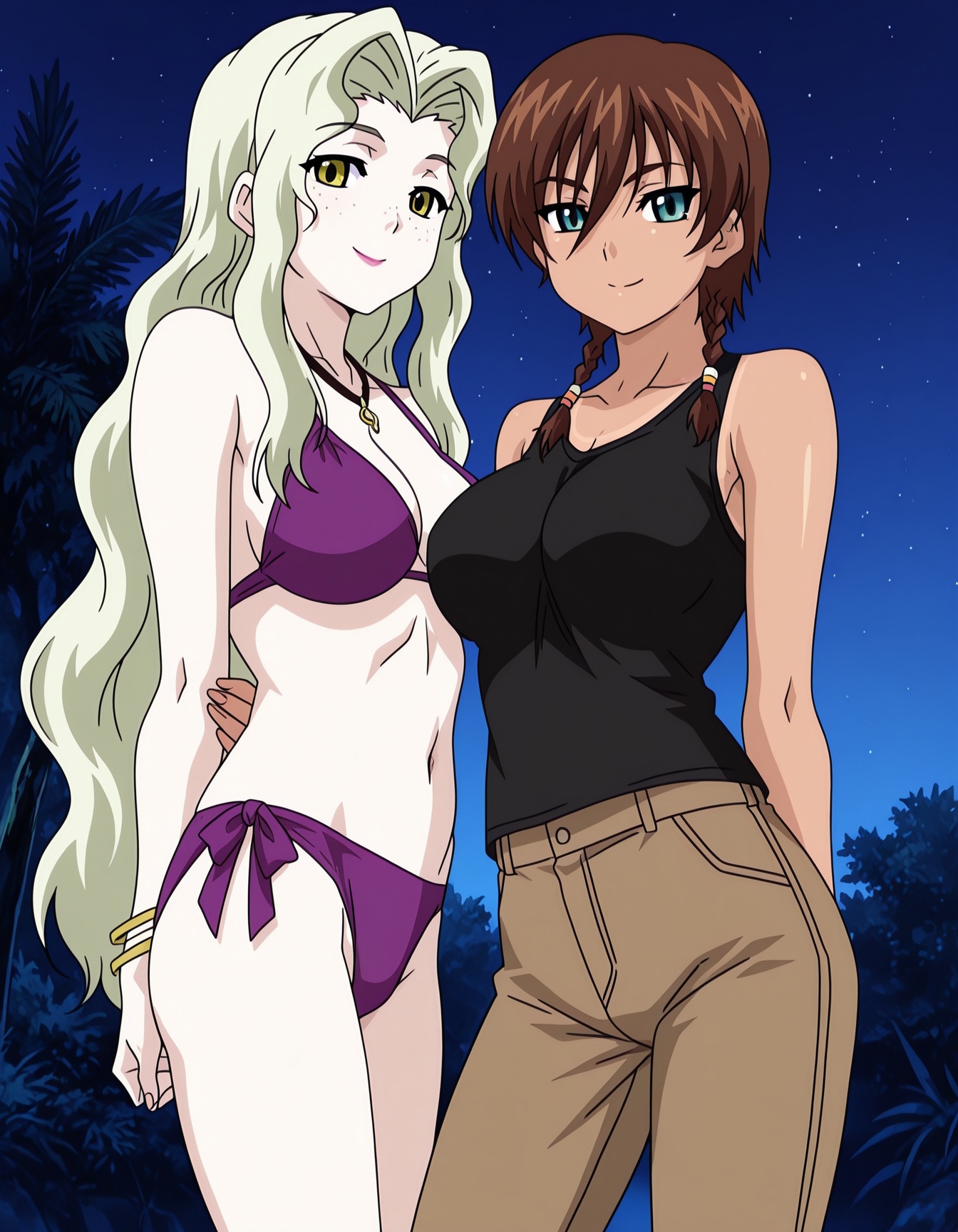 2girls,  cowboy shot,  looking at viewer on Tensor.Art