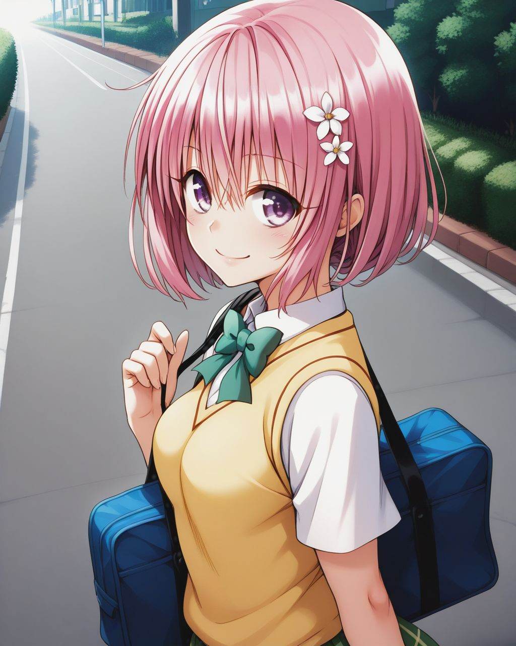 1girl,  momo velia deviluke,  pink hair on Tensor.Art