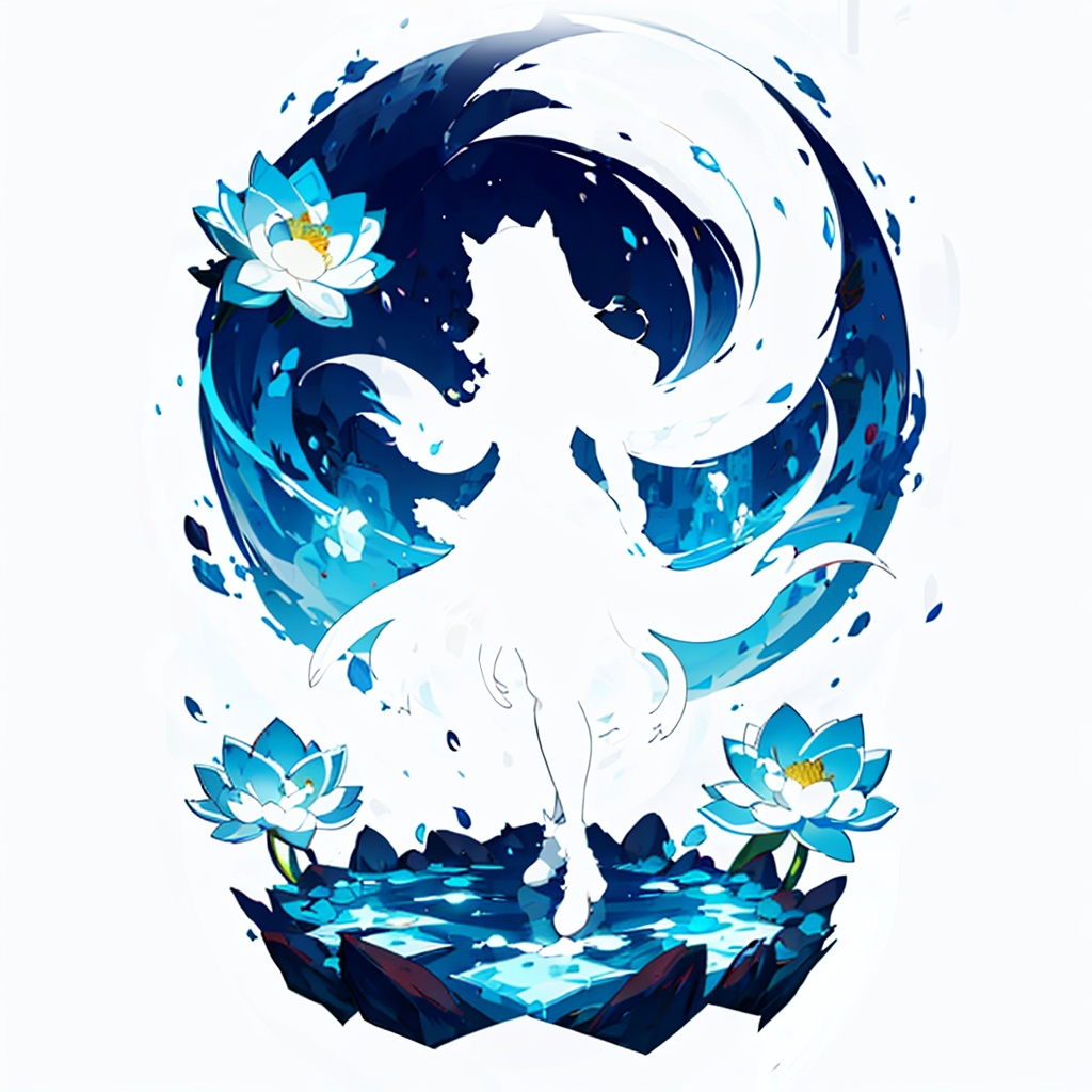 <lora:GI_Card05:1>,gicard,white background,simple background,ice,Lotus flower,no humans,