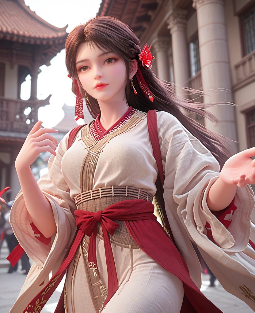 (oriental architecture, elegant decor, sophisticated style:1.1),dancing in halloween party,(breasts:1.2),<lora:XL完美世界火灵儿火桑女>,miss huosangnv,solo,cambric dress,brown sash,red fart curtain,red straps,brown eyes,black hair,long hair,hair flower,earrings,earlock,lips,hair ribbon,wide sleeves,, zPDXL2, score_9, score_8_up, score_7_up BREAK realistic, masterpiece,best quality, highly detailed,, zPDXL3, zPDXL2,zPDXL, zPDXLxxx, zPDXLrl,