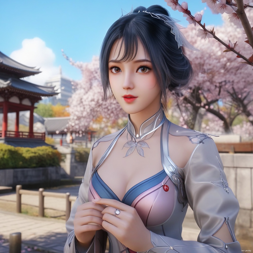 <lora:707-DA-XL-斗罗大陆-唐舞桐:0.8>(,1girl, ,best quality, ),looking at viewer,  ,ultra detailed 8k cg,ultra detailed background,ultra realistic 8k cg, ,masterpiece, (( , )),, ,science fiction,mole, ultra realistic 8k cg, ,    ,(,cherry blossoms, autumn leaves,perfect cherry blossom,   ), (cleavage), 