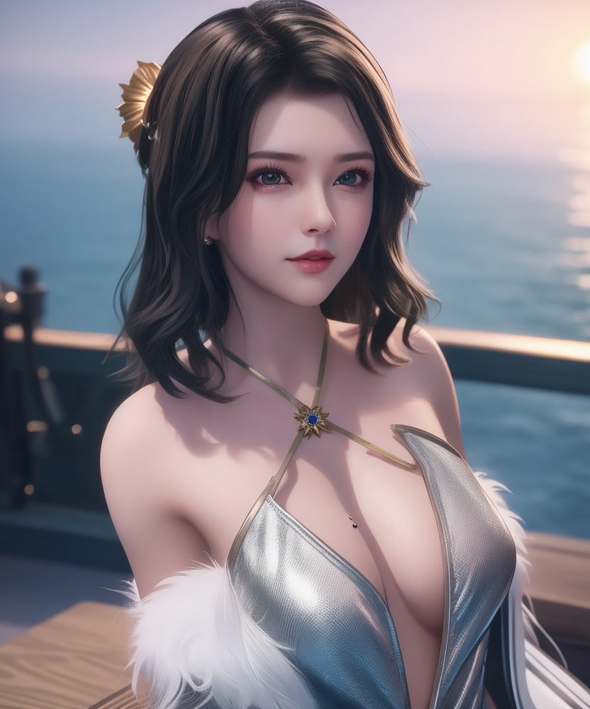 <lora:542-DA-万界至尊-青雉:0.8>(,1girl, ,best quality, ),looking at viewer,masterpiece, (( , )),, realistic,science fiction,mole, ultra realistic 8k cg, sun ,  rose,(cleavage), (),
