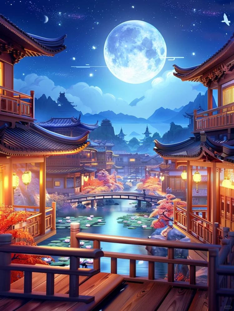 中秋节海报素材背景-flux1.0 by ai老头 on Tensor.Art
