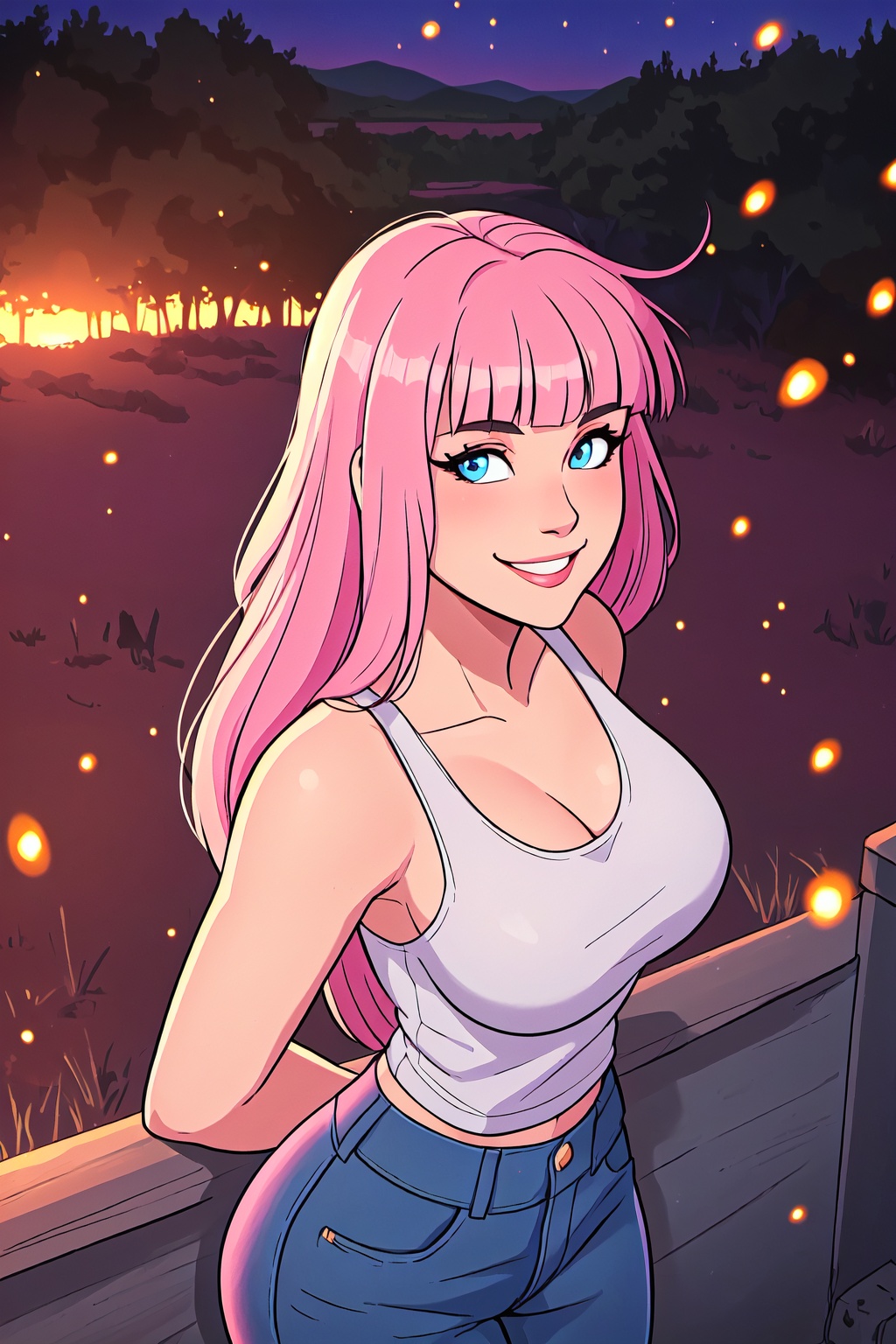 long hair,  pink hair,  blue eyes on Tensor.Art