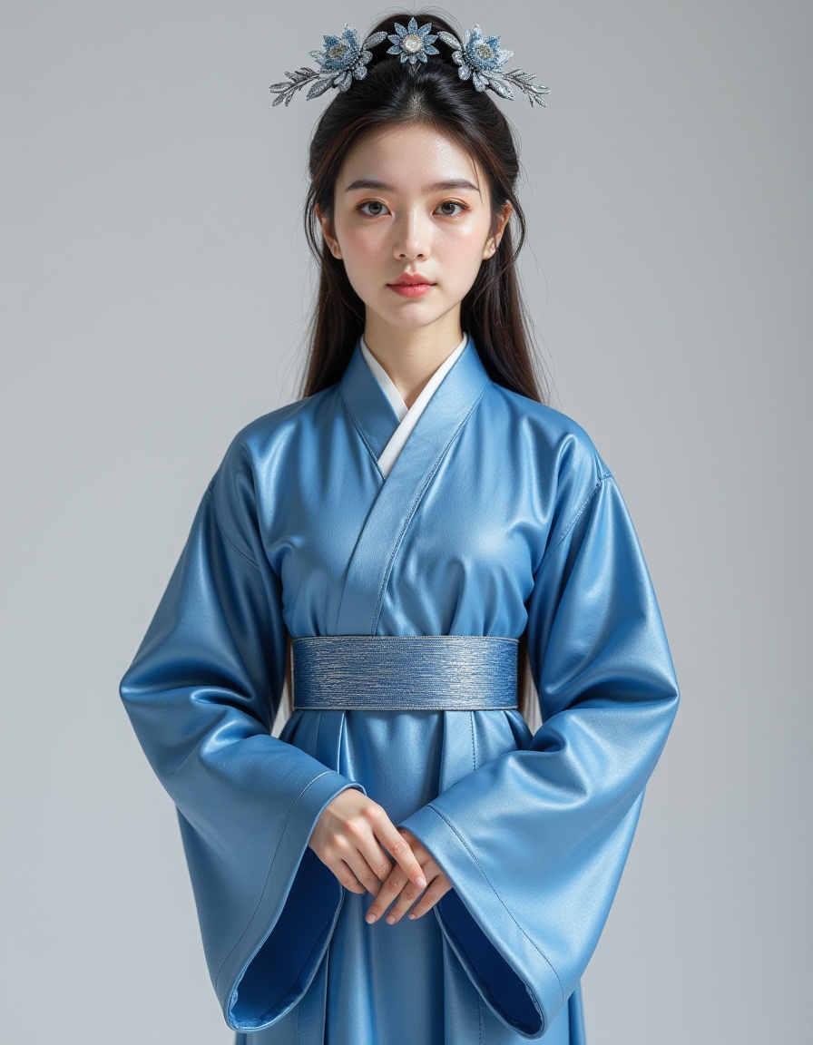 1girl,full body,realistic,blue chinese dress,