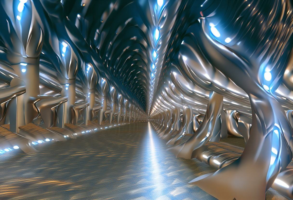 a liminal cityscape built of crystal buildings and potato streets on Tensor.Art
