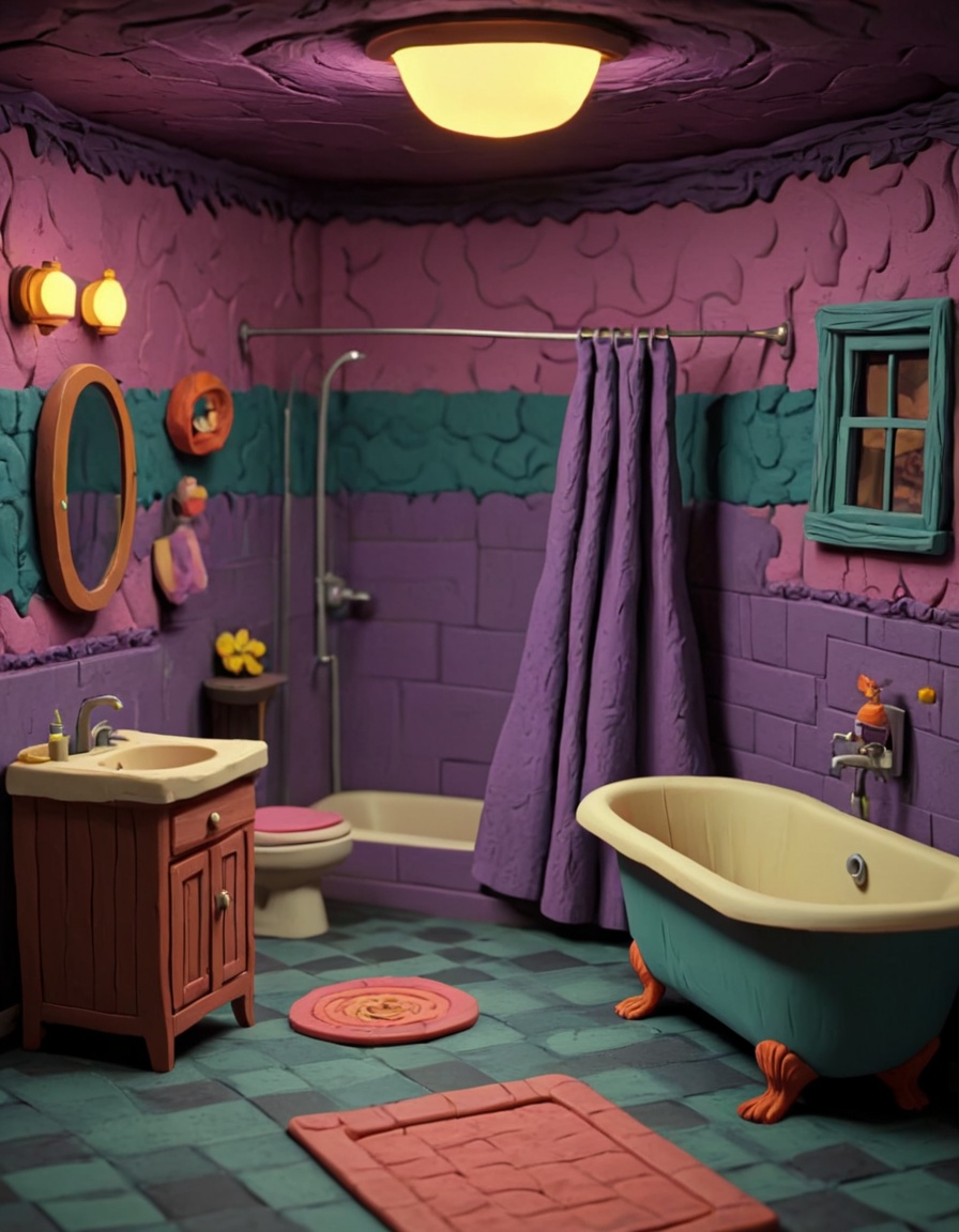 novuschroma51 style a bathroom claymation on Tensor.Art