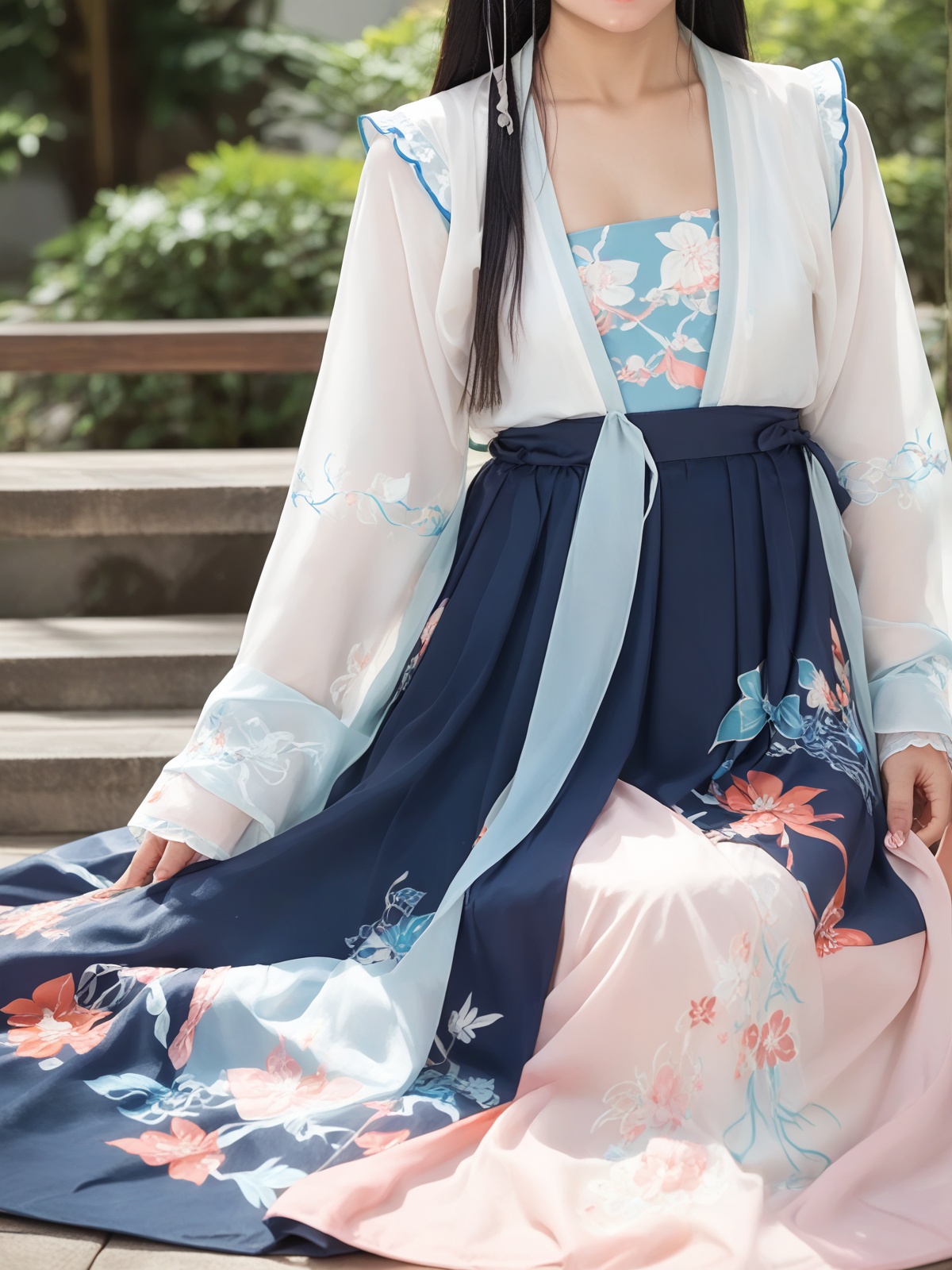Chiffon blouse,  Print,  Ruffles on Tensor.Art