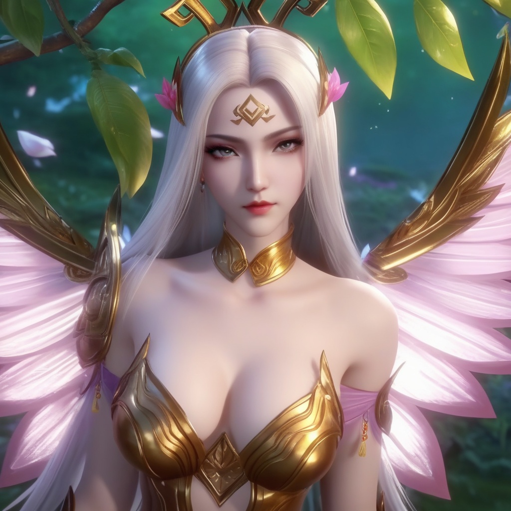 <lora:846-DA-XL-武庚纪-天使圣王:0.8>, (,1girl, ,best quality, ),,  ,ultra realistic 8k cg,, ,masterpiece, (( , )),, , , spirit blossom \(league of legends\),   ,   (cleavage),,  (), ,,
