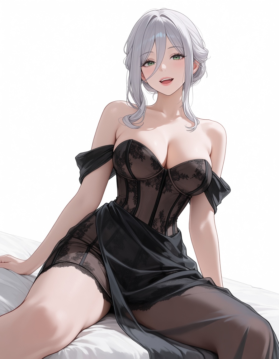 black dress,  off-shoulder dress,  corset on Tensor.Art