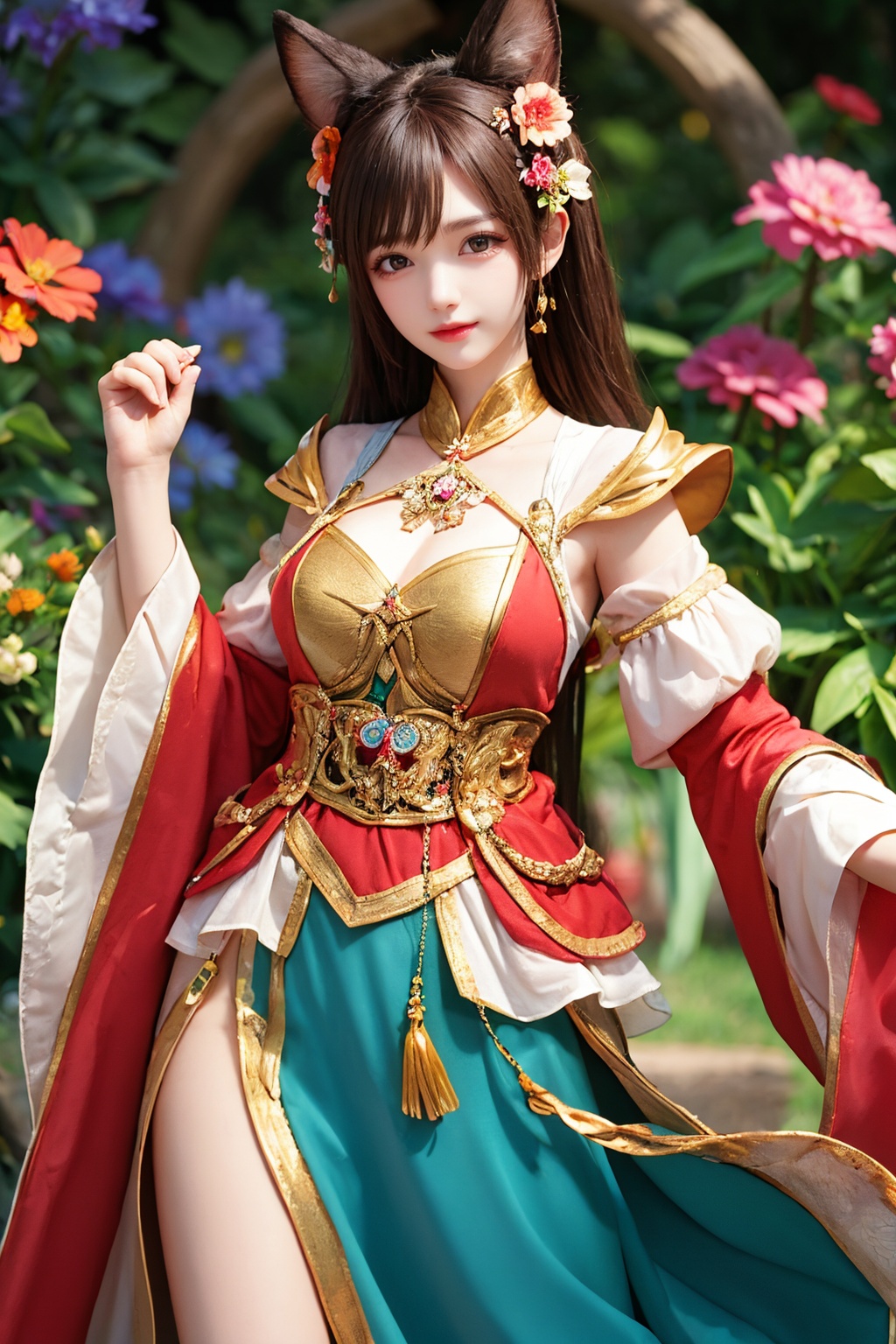 1girl,  flower background,  colourful by 天TIN on Tensor.Art