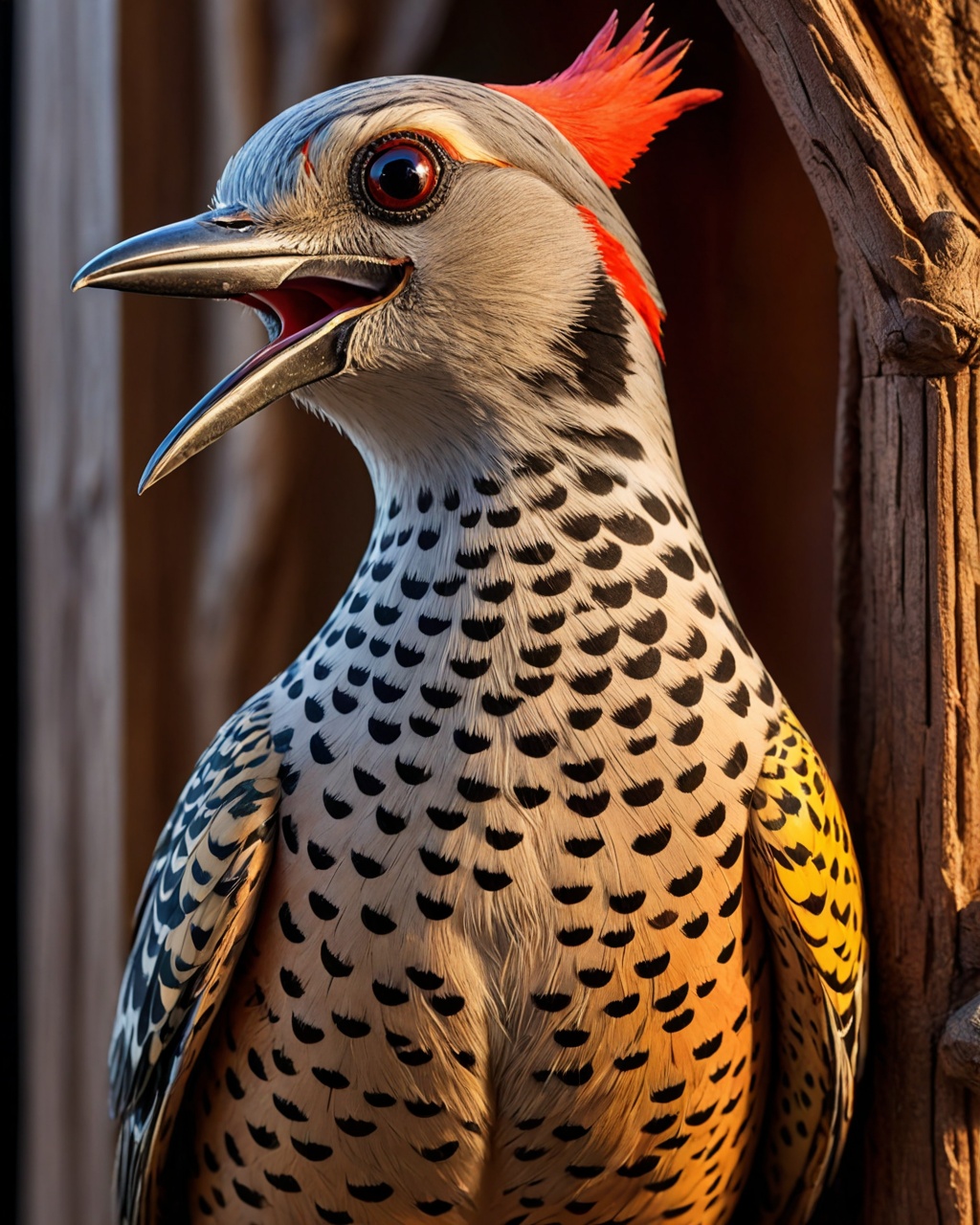 cinematic lighting,extremely detailed,high detail,hires textures,incredibly detailed,intricate details,intricate diorama,masterpiece,outstanding intricacies,photorealism,true masterpiece,Northern Flicker,OSGEMEOS,handsome,Thorough,