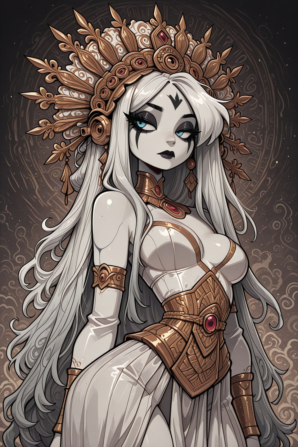 gothcartoonStyle,  In a surreal and dreamlike world,  a dazzling girl with long on Tensor.Art