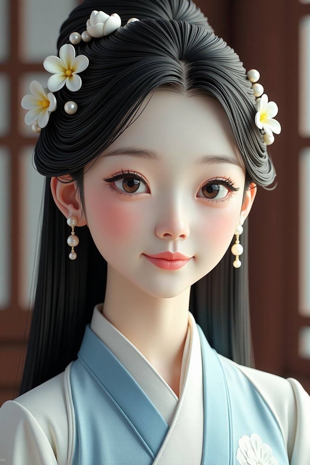This is a highly realistic CGI image of a young Asian woman with fair skin,  delicate features,  and large on Tensor.Art