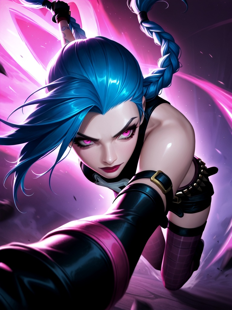 general,  1girl (jinx (league of legends)),  dynamic pose on Tensor.Art