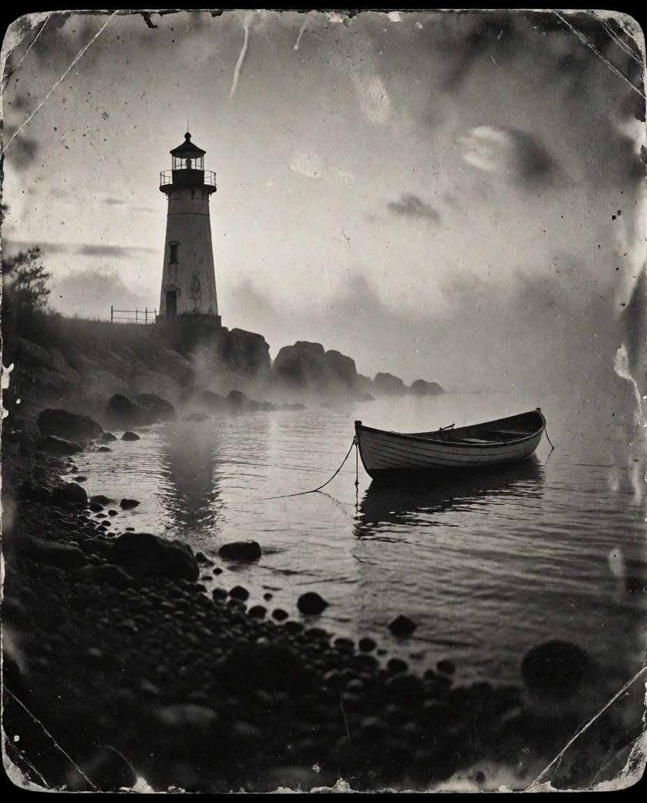 analog_feel,  a quiet,  aged coastal scene on Tensor.Art